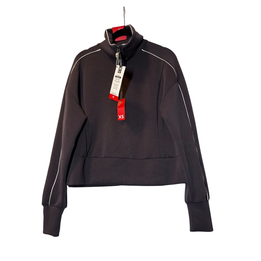 Members Mark NWT Womens Sandwash Half Zip Pullover Dark Gray XS NWT Athleisure